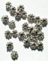 25 4x7mm Antique Silver Bali Style Double Metal Daisy Beads